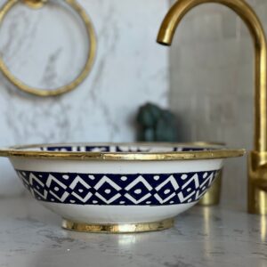 Lavabo en céramique bleu fait main – Évier marocain au design authentique fait main