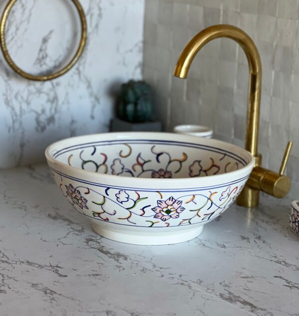 Fait main Vasque marocaine sur mesure – Céramique traditionnelle avec finition brillante – Image 4