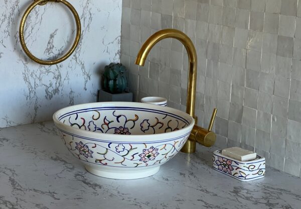 Fait main Vasque marocaine sur mesure – Céramique traditionnelle avec finition brillante – Image 2