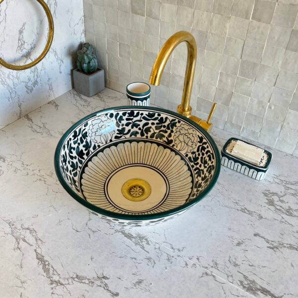 Lavabo décoratif en céramique – Artisanat marocain fait main – Image 6