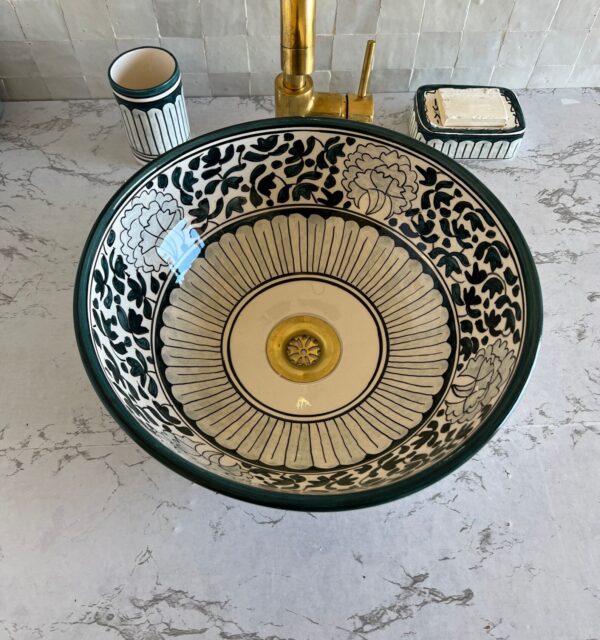 Lavabo décoratif en céramique – Artisanat marocain fait main – Image 5