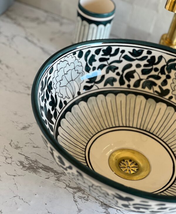 Lavabo décoratif en céramique – Artisanat marocain fait main – Image 4