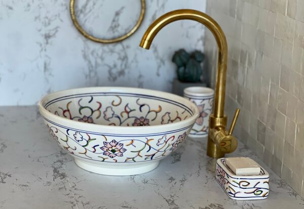 Fait main Vasque marocaine sur mesure – Céramique traditionnelle avec finition brillante
