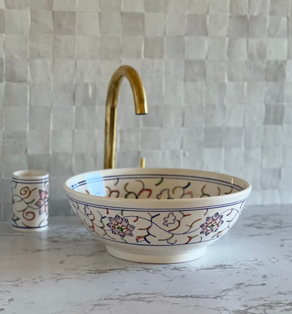 Fait main Vasque marocaine sur mesure – Céramique traditionnelle avec finition brillante – Image 7