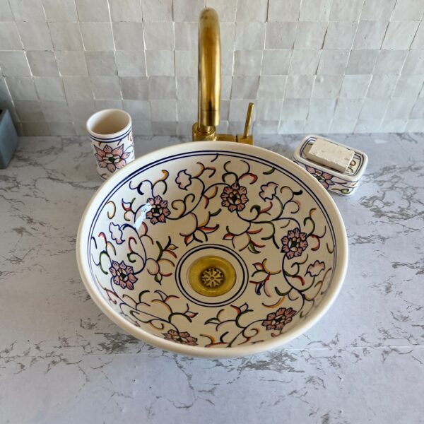 Fait main Vasque marocaine sur mesure – Céramique traditionnelle avec finition brillante – Image 5