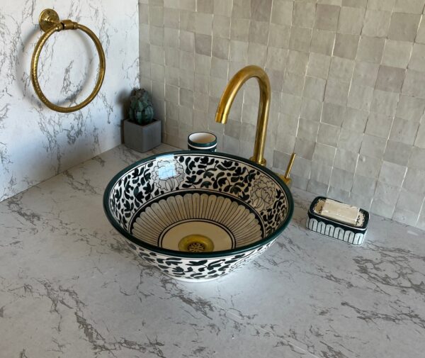 Lavabo décoratif en céramique – Artisanat marocain fait main – Image 3