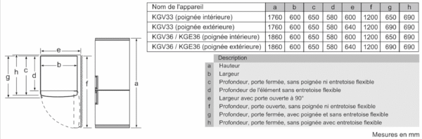 Cuisine-Pro KGV33VLEAS - Réfrigérateur combiné pose libre - Série 4 - 288L - Froid brassé - L 60cm x H 176cm - Inox [Classe énergétique E] – Image 4